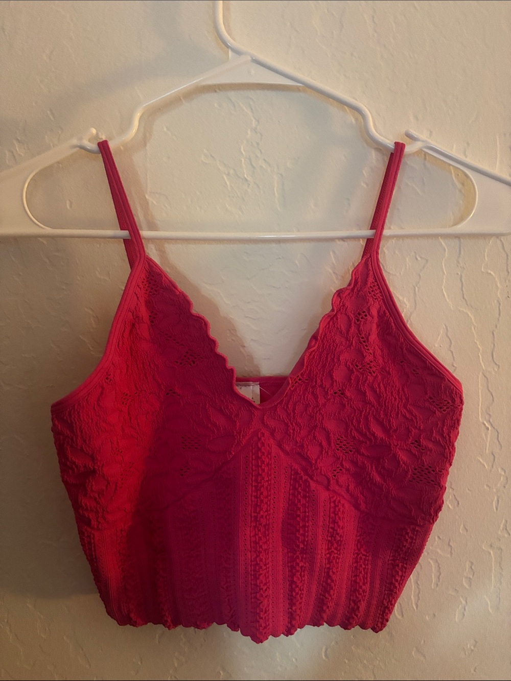 Nikibiki Bright Pink Lace V-Neck Crop Top